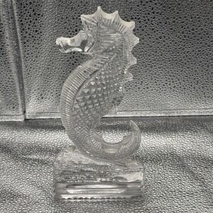 Vtg Waterford Crystal Seahorse Retired Figurine Clear Diamond Facet Cut Wave‎